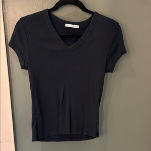 Reformation Black Ribbed Tee